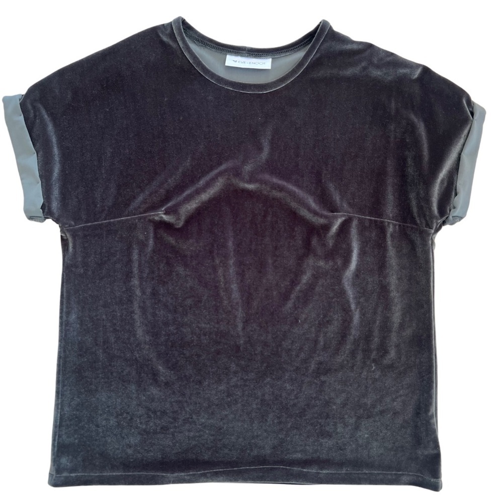 Eve + Enoch Olive Green Velvet Short Sleeve T-Shirt - Size XS